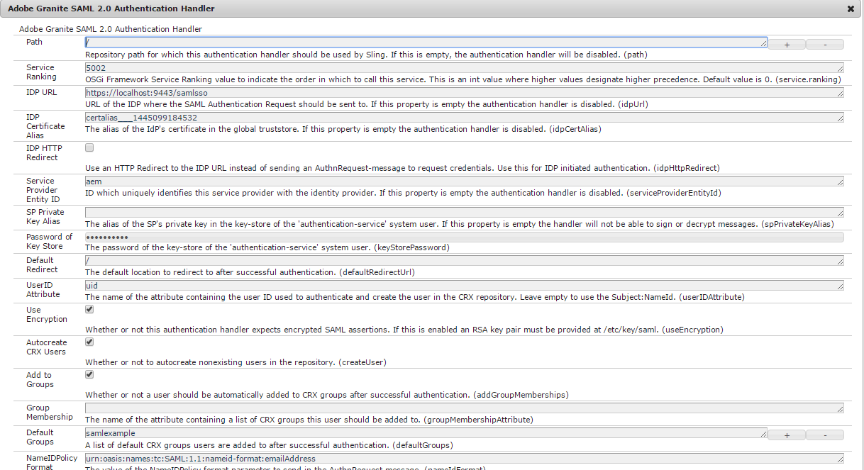 SAML Authentication Handler